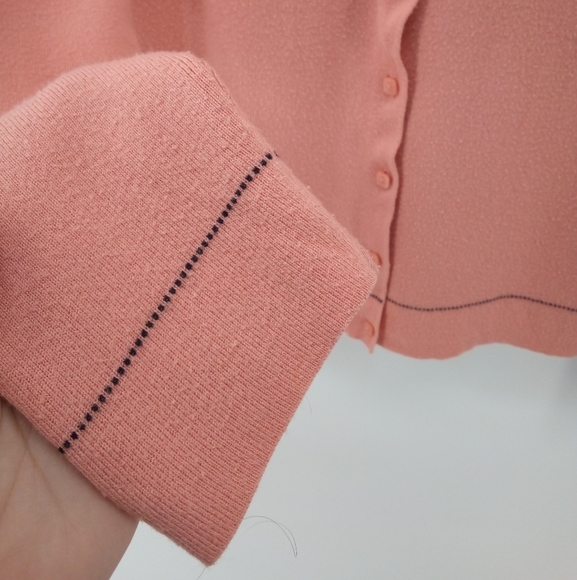 Emma James Petite Liz Claiborne Pink Black Stitch Cardigan Set Career Work M - Picture 5 of 13